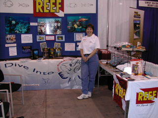 A Field Station hosts a REEF booth at a regional dive show.