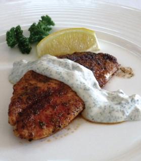 Spicy Lionfish with Dill Sauce