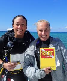 Michéle Doucet and Anne-Josèe Chicoine with their REEF slates Michéle Doucet and Anne-Josèe Chicoine with their REEF slates